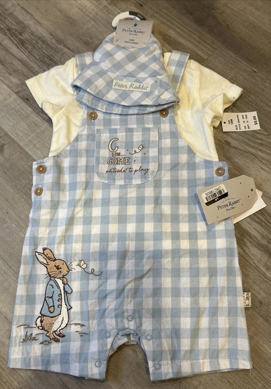 Baby Boy Clothes New Peter Rabbit By Beatrice Potter 18 Months Blue Shortalls